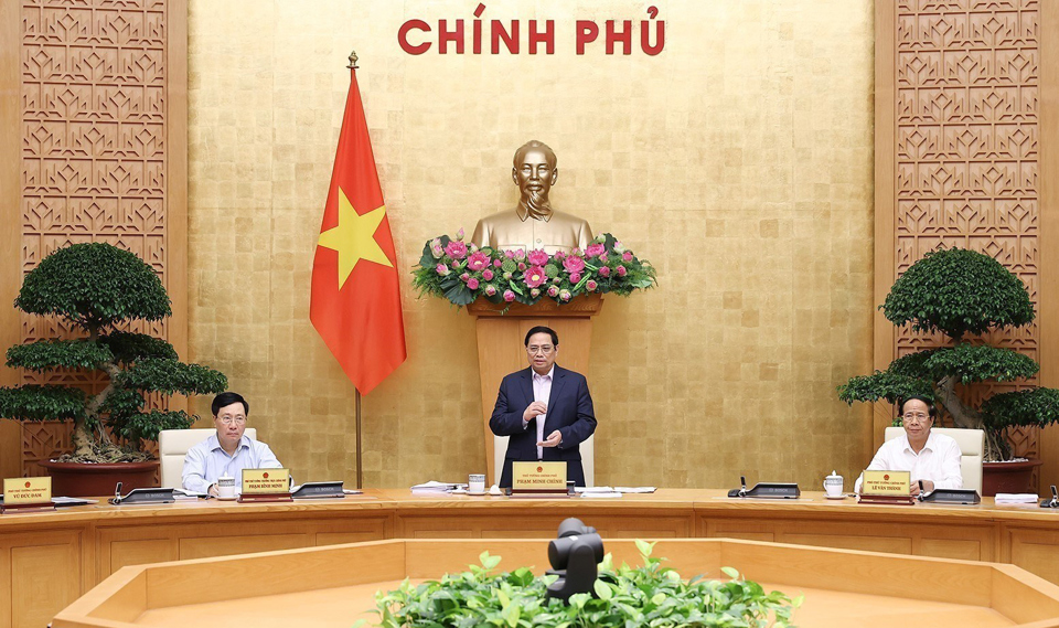 Thủ tướng Chính phủ Phạm Minh Chính phát biểu tại phiên họp. Ảnh: Giang Dương