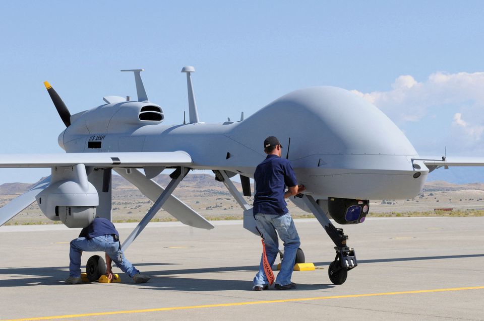 M&aacute;y bay kh&ocirc;ng người l&aacute;i MQ-1C Grey Eagle của Mỹ. Ảnh:&nbsp;Reuters.