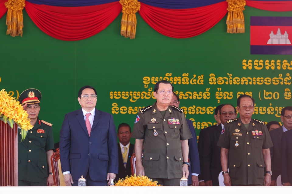 Lễ kỷ niệm lần thứ 45 năm "H&agrave;nh tr&igrave;nh hướng tới lật đổ chế độ diệt chủng Pol Pot" của Thủ tướng Campuchia Samdech Techo Hun Sen diễn ra s&aacute;ng nay, 20/6 - Ảnh: VGP/Nhật Bắc