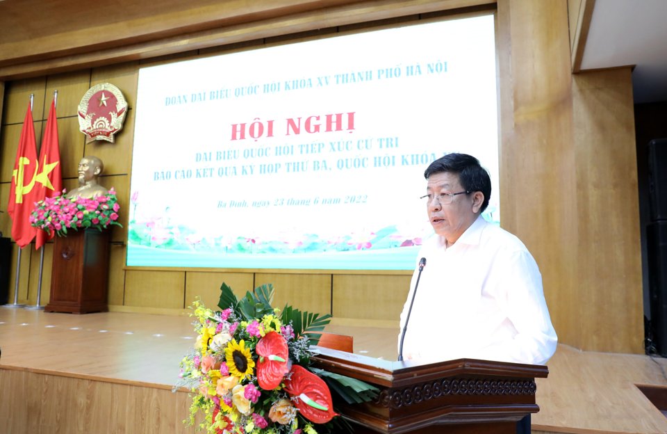 Ph&oacute; Chủ tịch UBND TP H&agrave; Nội Dương Đức Tuấn ph&aacute;t biểu tại hội nghị.&nbsp;
