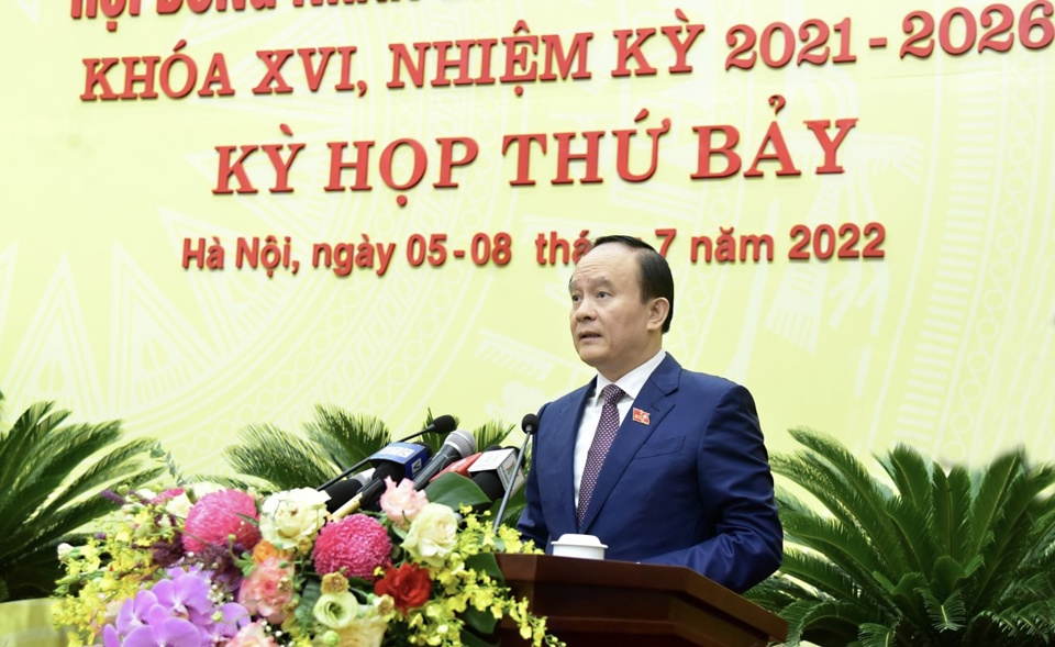 Chủ tịch HĐND Th&agrave;nh phố Nguyễn Ngọc Tuấn ph&aacute;t biểu khai mạc Kỳ họp