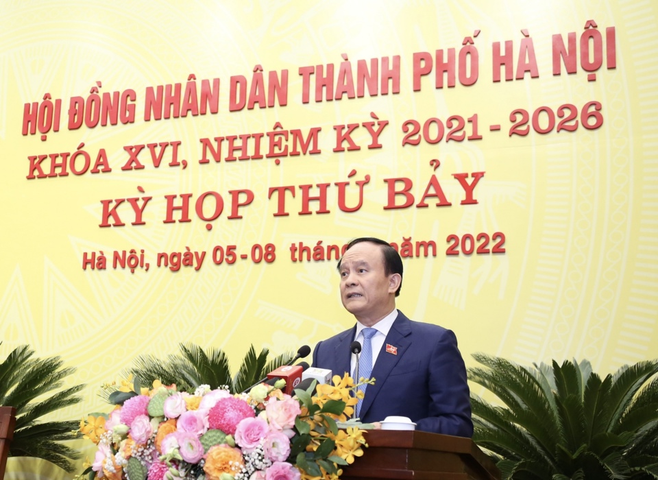 Chủ tịch HĐND TP H&agrave; Nội Nguyễn Ngọc Tuấn ph&aacute;t biểu bế mạc Kỳ họp