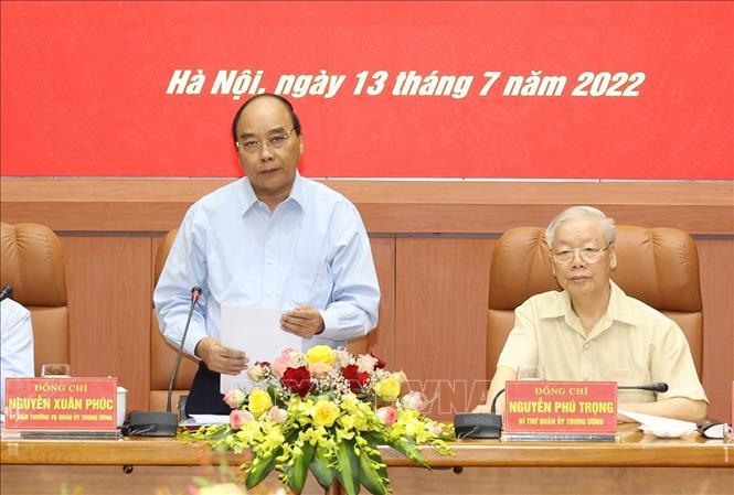 Chủ tịch nước Nguyễn Xu&acirc;n Ph&uacute;c ph&aacute;t biểu tại Hội nghị. Ảnh: Tr&iacute; Dũng/TTXVN