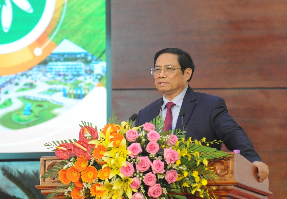 Thủ tướng Ch&iacute;nh phủ Phạm Minh Ch&iacute;nh ph&aacute;t biểu tại hội nghị. Ảnh: Giang Lam