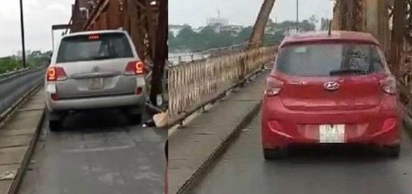 Phạt nghiêm xe ô tô bất chấp biển cấm đi lên cầu Long Biên - Ảnh 1