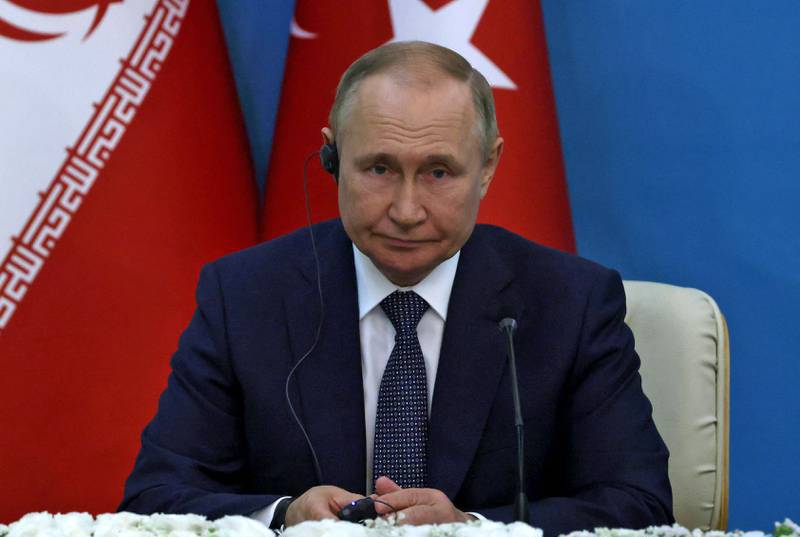 Tổng thống Nga Vladimir Putin ở Tehran h&ocirc;m 19/7. Ảnh: AFP