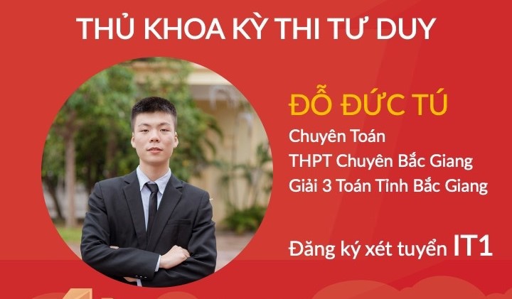 Đỗ Đức Tú- Thủ khoa Kỳ thi Đánh giá tư duy- ĐH Bách khoa Hà Nội 2022 (Ảnh: FBNT)