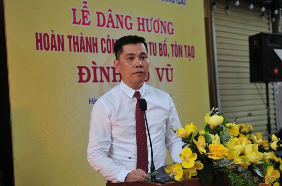Chủ tịch UBND phường H&agrave;ng Gai Nguyễn Mạnh Linh ph&aacute;t biểu