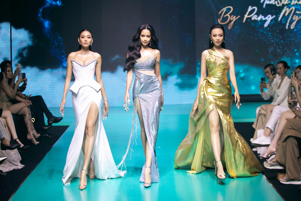 Hoa hậu Ngọc Châu mặc váy cưới nặng 20kg, đọ sắc Võ Hoàng Yến - Ảnh 3