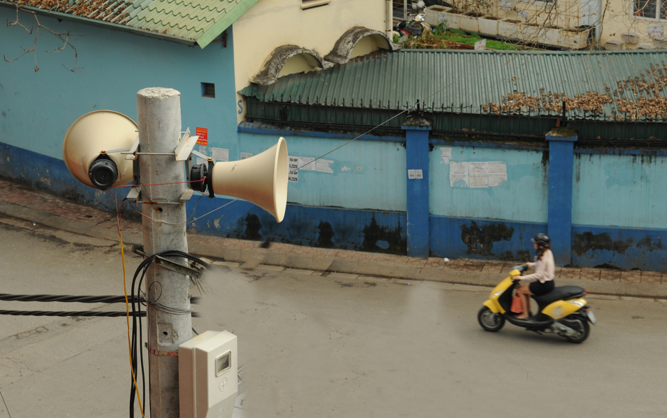 Loa phường hoạt động tr&ecirc;n địa b&agrave;n quận Ba Đ&igrave;nh. Ảnh: Phạm H&ugrave;ng