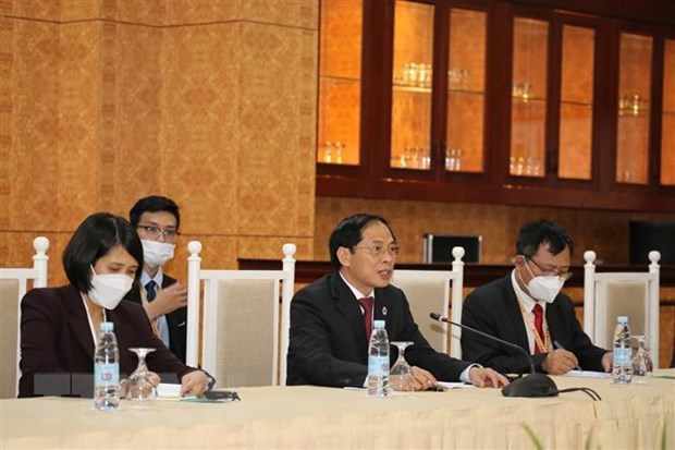 Bộ trưởng Ngoại giao B&ugrave;i Thanh Sơn&nbsp;dự một hội nghị. Ảnh: TTXVN.