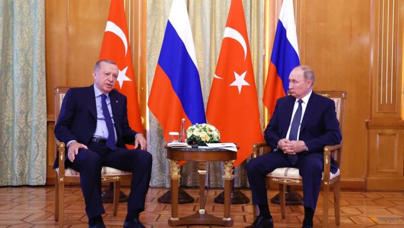 Tổng thống Nga Vladimir Putin tiếp người đồng cấp Thổ Nhĩ Kỳ Recep Tayyip Erdogan ở th&agrave;nh phố nghỉ dưỡng Sochi, Nga, ng&agrave;y 5/8/2022. Ảnh: Reuters