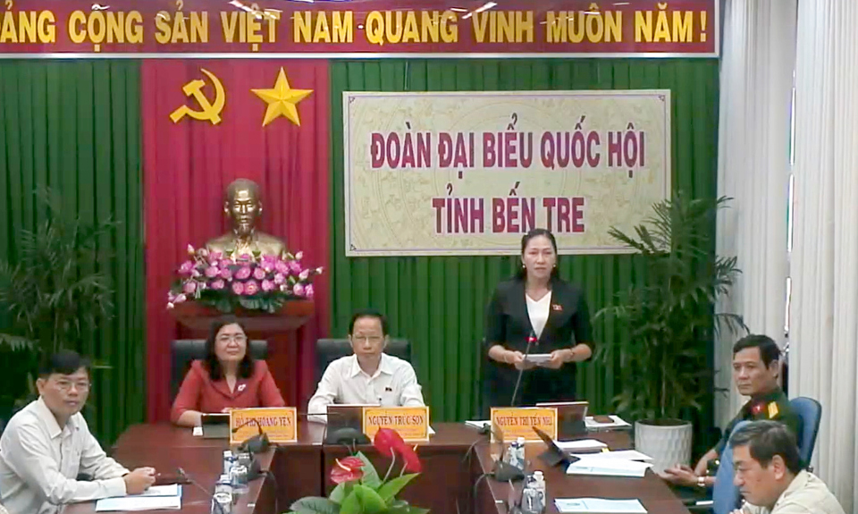 Đại biểu Nguyễn Thị Yến Nhi (Đo&agrave;n đại biểu Quốc hội tỉnh Bến Tre) tham gia chất vấn