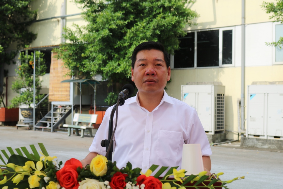 Chủ tịch UBND huyện Quốc Oai Nguyễn Trường Sơn chỉ huy tại buổi diễn tập