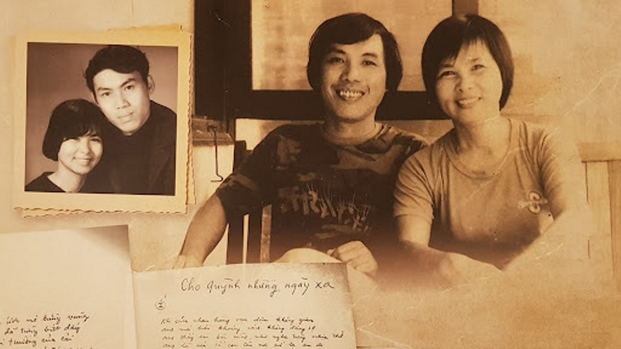 Bức ảnh kỷ niệm của thi sĩ Xu&acirc;n Quỳnh v&agrave; nh&agrave; viết kịch Lưu Quang Vũ. Ảnh: GĐCC.