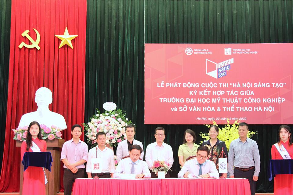 Lễ Ký kết hợp tác giữa trường Đại học Mỹ thuật Công nghiệp và Sở VH&TT Hà Nội. Ảnh: Lại Tấn