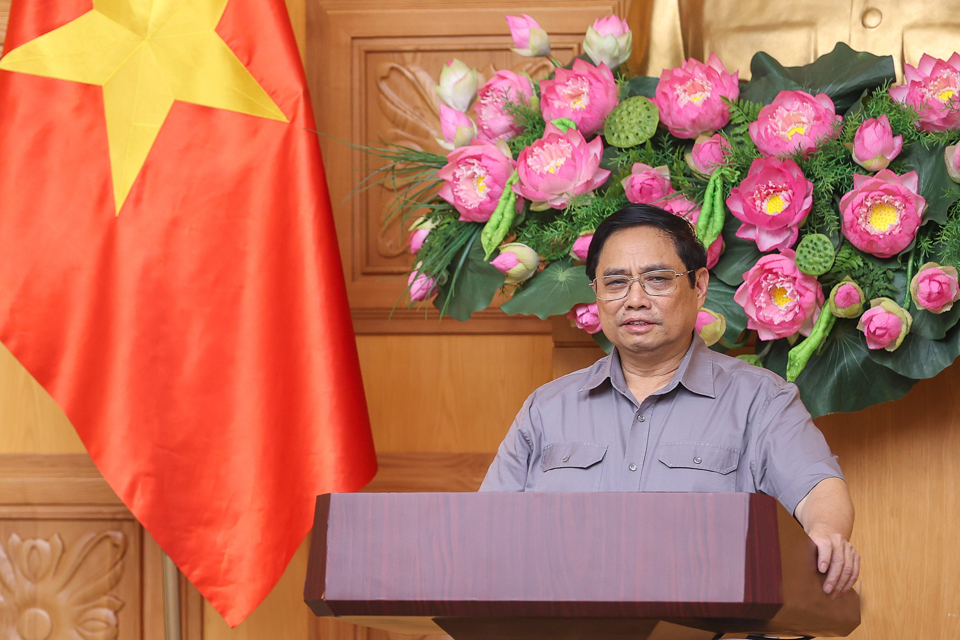 Thủ tướng Phạm Minh Chính phát biểu tại buổi làm việc. Ảnh: Nhật Bắc