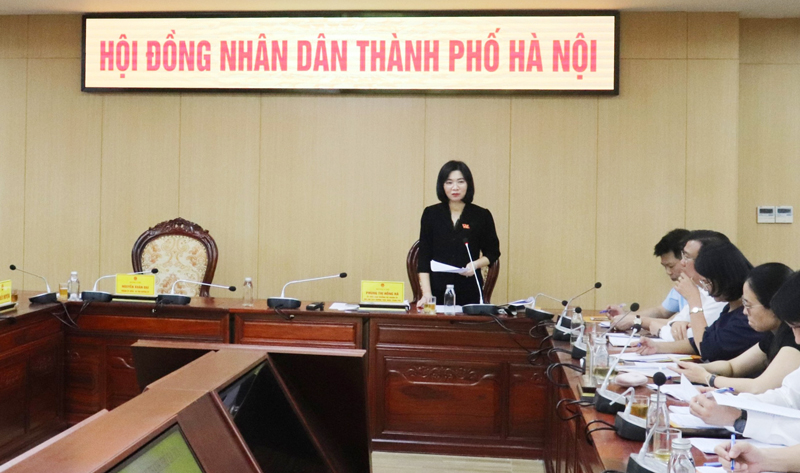 Ph&oacute; Chủ tịch Thường trực HĐND TP H&agrave; Nội Ph&ugrave;ng Thị Hồng H&agrave; chủ tr&igrave; gi&aacute;m s&aacute;t tại huyện Ho&agrave;i Đức