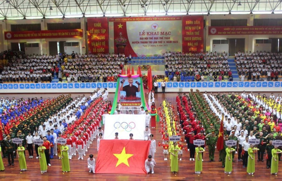 Lễ khai mạc Đại hội TDTT huyện Thanh Tr&igrave; lần thứ X năm 2022 diễn ra long trọng