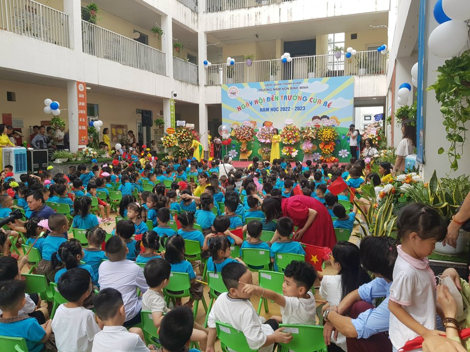 Lễ khai giảng tại trường mầm non B&igrave;nh Minh (quận Thanh Xu&acirc;n)
