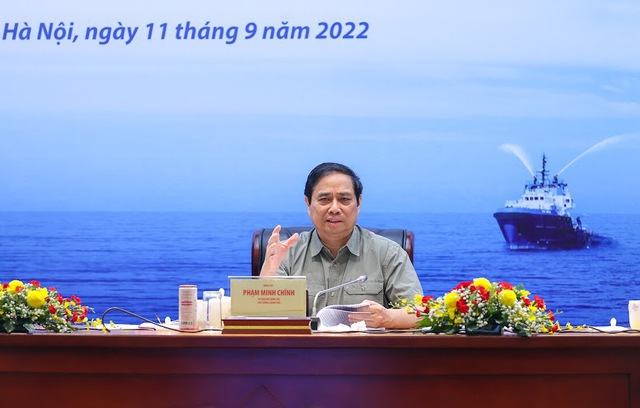 Thủ tướng Phạm Minh Ch&iacute;nh ph&aacute;t biểu tại cuộc l&agrave;m việc với Tập đo&agrave;n Dầu kh&iacute; Việt Nam. Ảnh: VGP