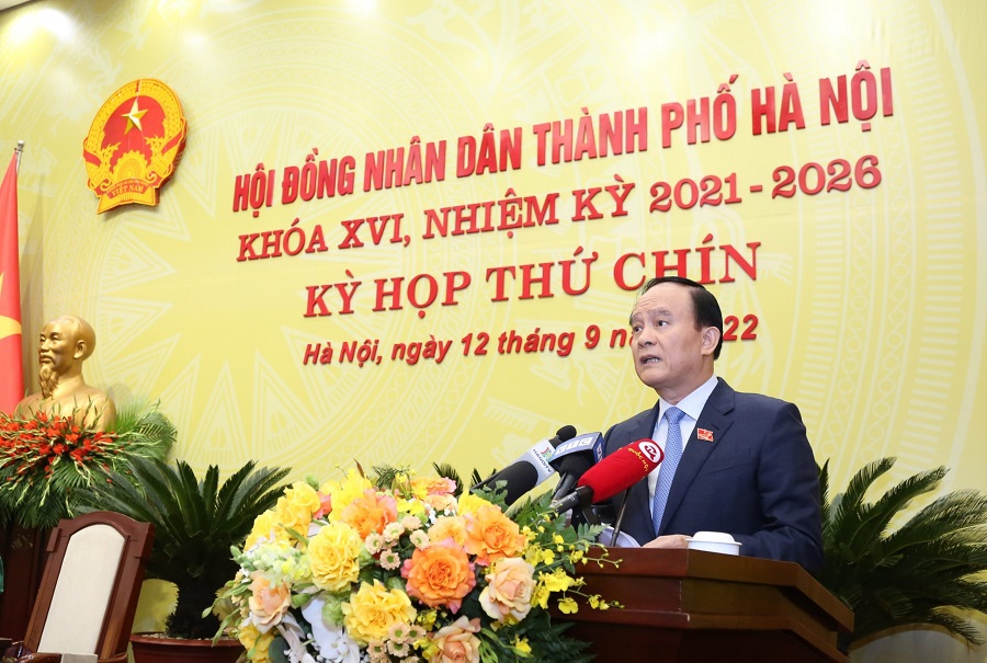 Chủ tịch HĐND TP H&agrave; Nội Nguyễn Ngọc Tuấn ph&aacute;t biểu khai mạc Kỳ họp