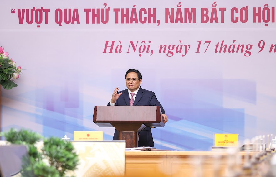 Thủ tướng Phạm Minh Ch&iacute;nh ph&aacute;t biểu tại hội nghị. Ảnh: VGP/Nhật Bắc