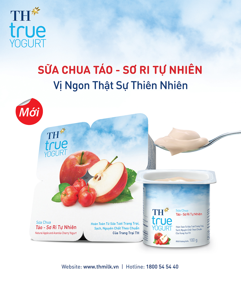 Ra mắt sản phẩm TH true YOGURT mới: Sữa chua Táo – Sơ Ri Tự Nhiên