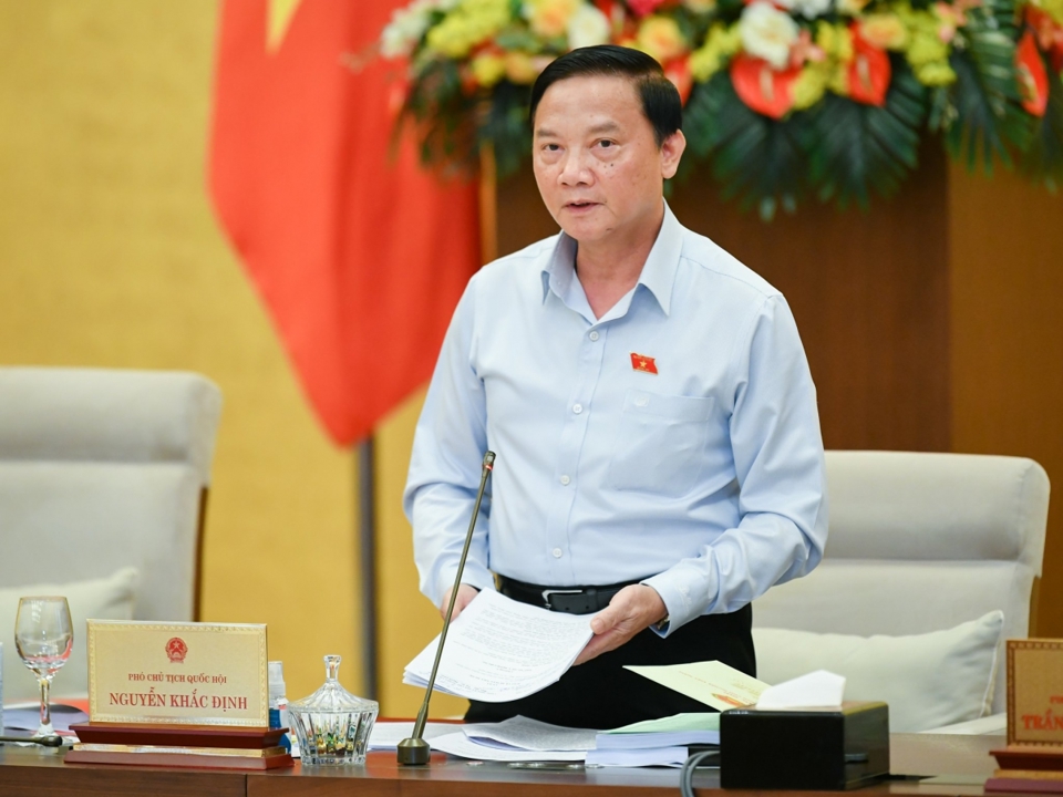 Ph&oacute; Chủ tịch Quốc hội Nguyễn Khắc Định ph&aacute;t biểu tại phi&ecirc;n họp. Ảnh: Quochoi.vn