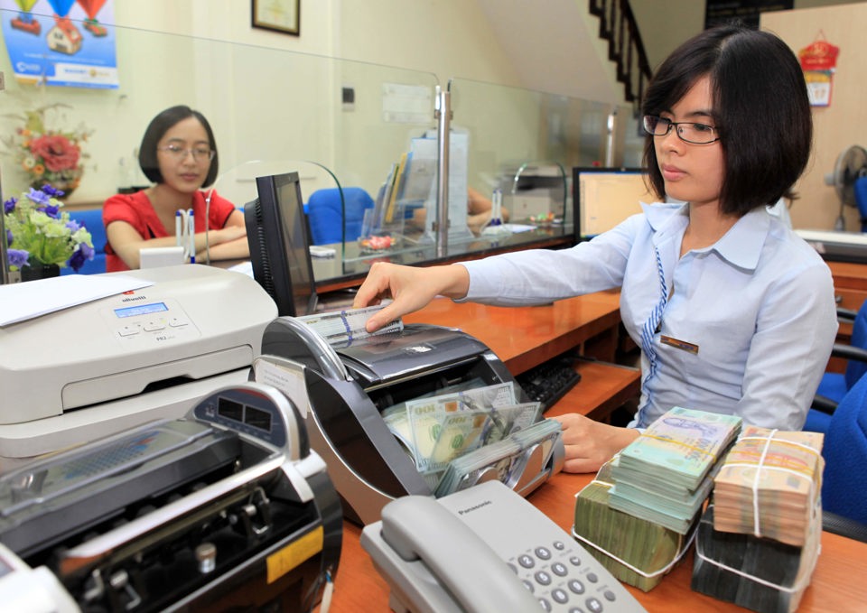 Khách hàng giao dịch ngoại tệ tại Baovietbank. Ảnh: Việt Linh
