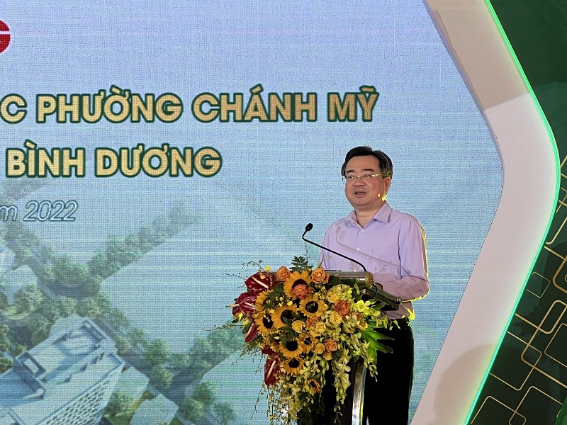 Bộ trưởng Bộ X&acirc;y dựng Nguyễn Thanh Nghị ph&aacute;t biểu tại buổi lễ.
