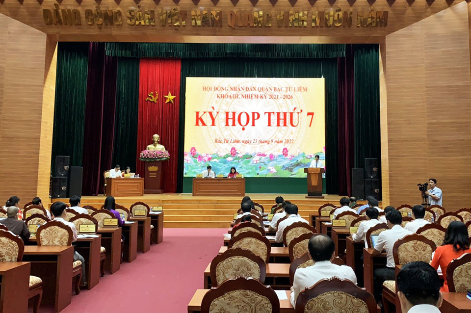 Quang cảnh kỳ họp thứ 7 HĐND quận Bắc Từ Li&ecirc;m.
