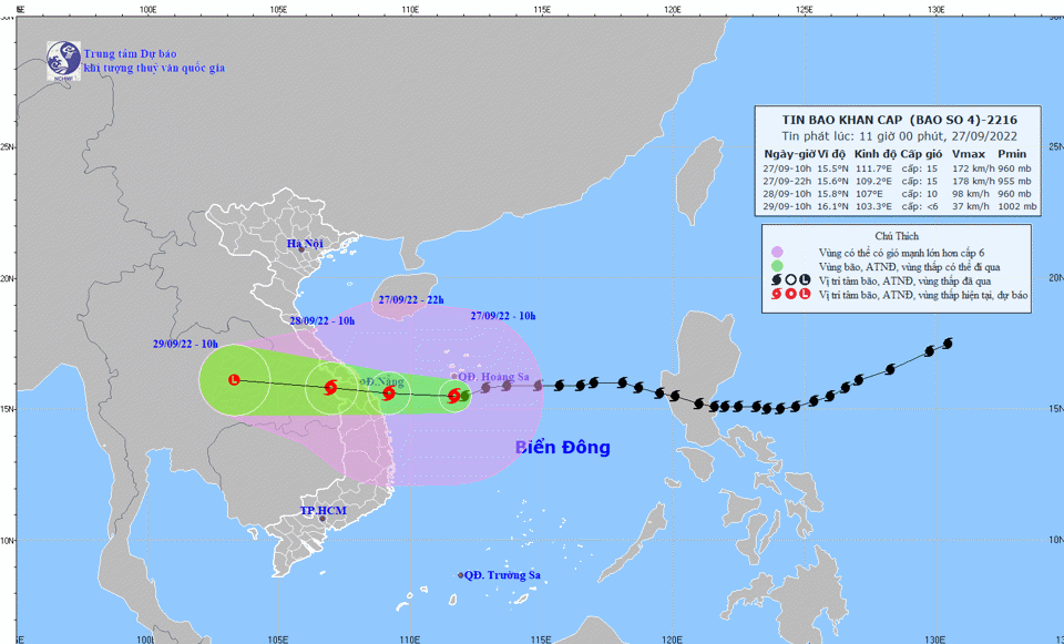 Tin khẩn cấp bão số 4: Siêu bão cách Đà Nẵng - Quảng Ngãi 310km  - Ảnh 1
