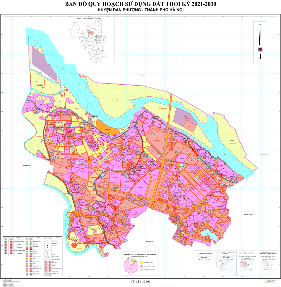 Bản đồ Quy hoạch sử dụng đất thời kỳ 2021 - 2030 huyện Đan Phượng.