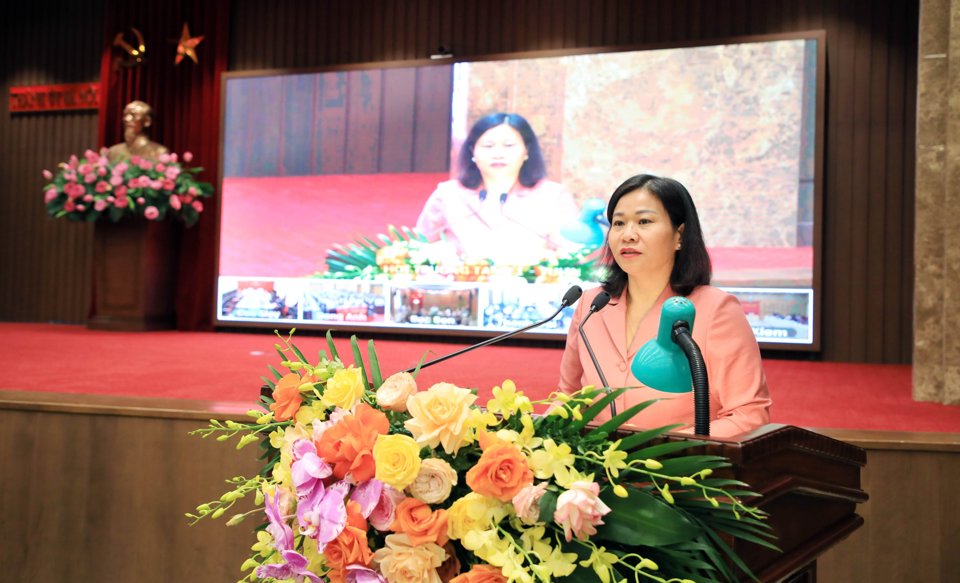 Ph&oacute; B&iacute; thư Thường trực Th&agrave;nh uỷ Nguyễn Thị Tuyến ph&aacute;t biểu kết luận hội nghị.