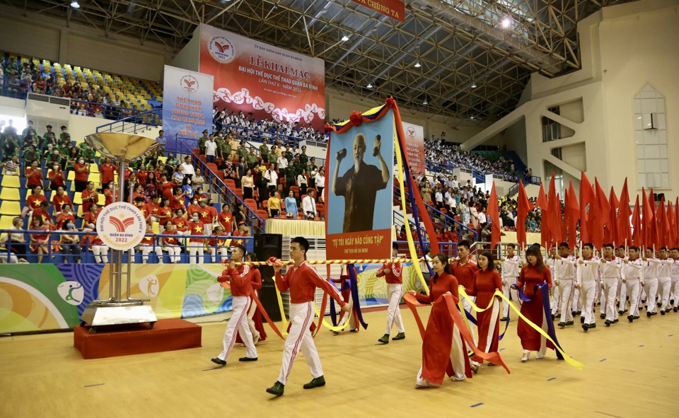 Nghi thức diễu h&agrave;nh tại&nbsp;Đại hội Thể dục thể thao quận Ba Đ&igrave;nh lần thứ 10 năm 2022.