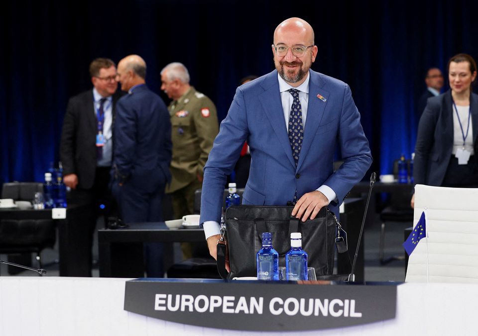 Chủ tịch Hội đồng ch&acirc;u &Acirc;u Charles Michel tham dự cuộc họp thượng đỉnh NATO ở&nbsp; Madrid (T&acirc;y Ban Nha) ng&agrave;y&nbsp; 29/6/2022.&nbsp; Ảnh: Reuters