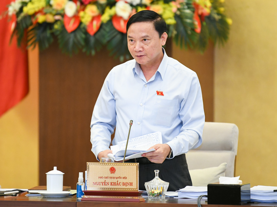 Ph&oacute; Chủ tịch Quốc hội Nguyễn Khắc Định ph&aacute;t biểu tại phi&ecirc;n họp. Ảnh: Quochoi.vn