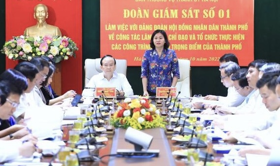 Ph&oacute; B&iacute; thư Thường trực Th&agrave;nh uỷ, Trưởng Đo&agrave;n gi&aacute;m s&aacute;t kết luận tại cuộc l&agrave;m việc