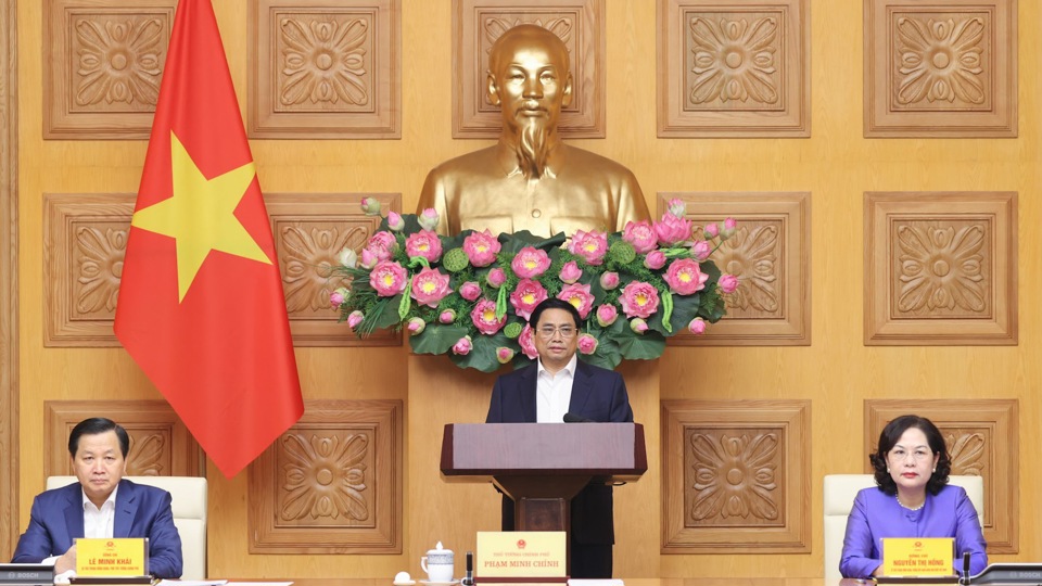 Thủ tướng Chính phủ Phạm Minh Chính phát biểu tại cuộc gặp mặt. Ảnh: Nhật Bắc