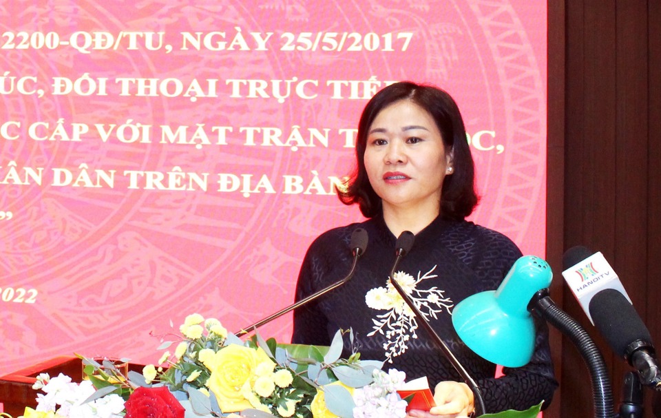 Ph&oacute; B&iacute; thư Thường trực Th&agrave;nh uỷ Nguyễn Thị Tuyến ph&aacute;t biểu chỉ đạo tại hội nghị.