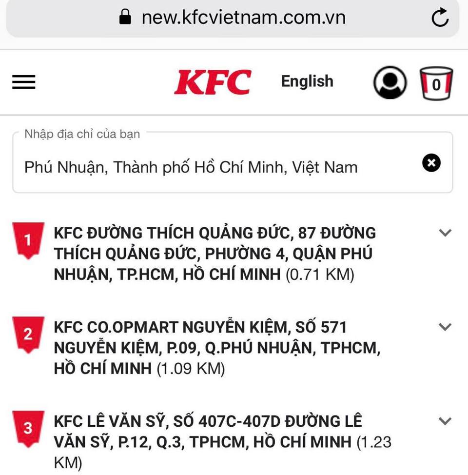 KFC đường Th&iacute;ch Quảng Đức được chỉnh sửa, th&ecirc;m chữ ''đường'' so với trước đ&oacute;.