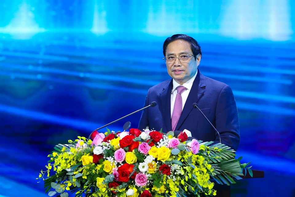 Thủ tướng Ch&iacute;nh phủ Phạm Minh Ch&iacute;nh ph&aacute;t biểu tại buổi lễ. Ảnh: VGP