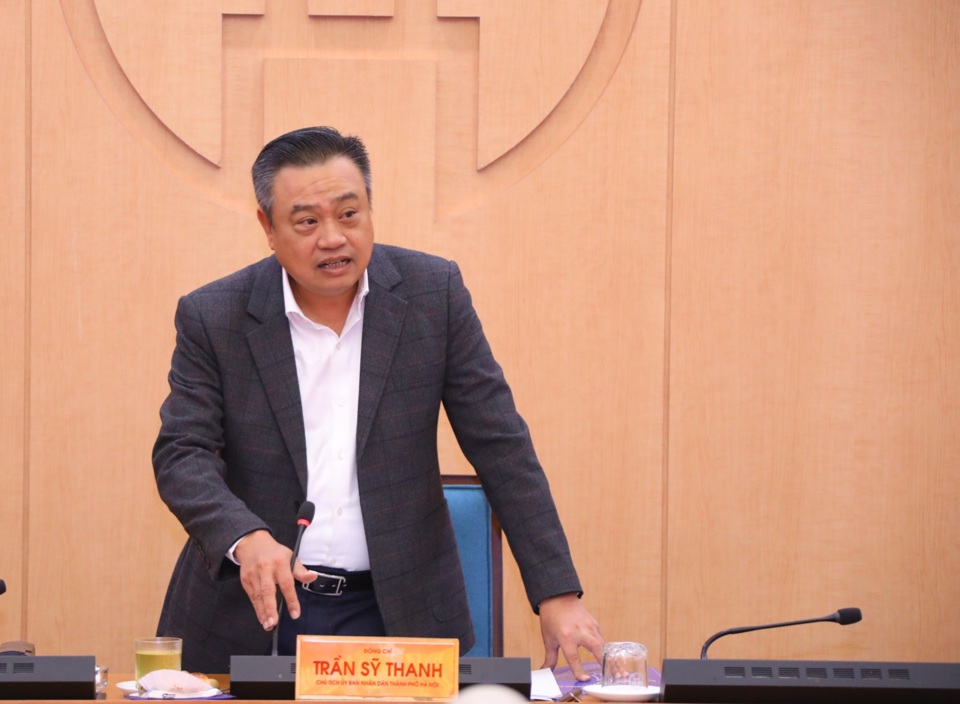 Chủ tịch UBND TP H&agrave; Nội Trần Sỹ Thanh kết luận cuộc l&agrave;m việc với huyện Thanh Oai.&nbsp;
