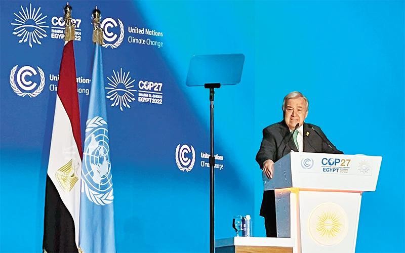 Tổng Thư ký Liên Hợp quốc António Guterres phát biểu tại COP27. Ảnh: Liên Hợp quốc
