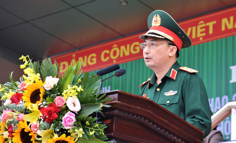 Trung tướng Nguyễn Quốc Duyệt, Tư lệnh Bộ Tư lệnh Thủ đ&ocirc; H&agrave; Nội ph&aacute;t biểu khai mạc hội thao.