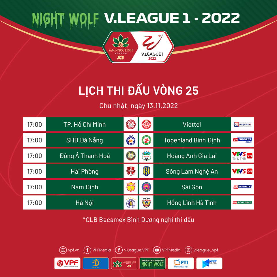 Lịch thi đấu chi tiết vòng 25 V-League 2022 - Ảnh 1