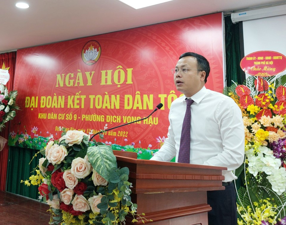 Chủ tịch LĐLĐ TP Phạm Quang Thanh ph&aacute;t biểu tại Ng&agrave;y hội