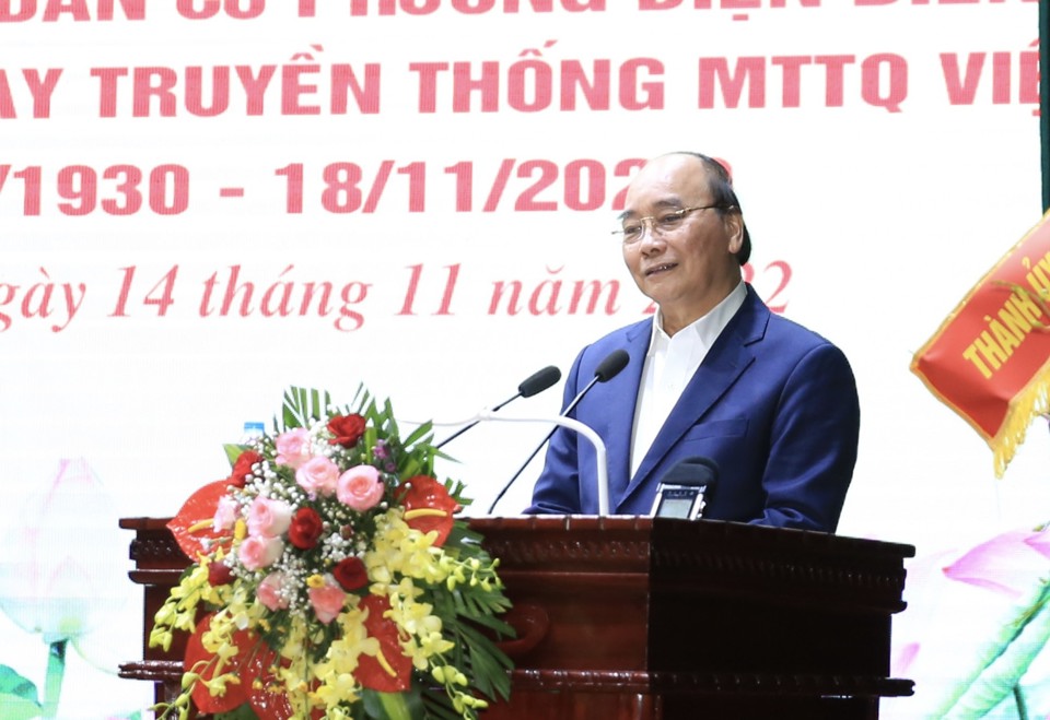 Chủ tịch nước Nguyễn Xu&acirc;n Ph&uacute;c ph&aacute;t biểu tại Ng&agrave;y hội.&nbsp;