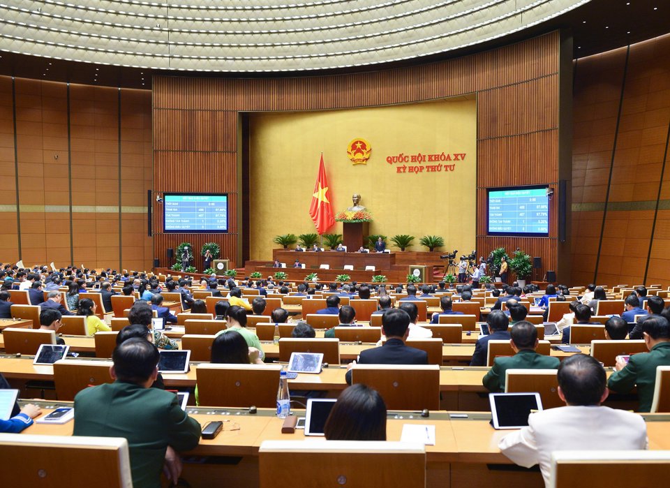 Quốc hội thông qua Nghị quyết ban hành Nội quy kỳ họp Quốc hội (sửa đổi). Ảnh: Duy Linh